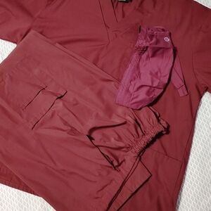 Men's Maroon 3pc Scrub Set